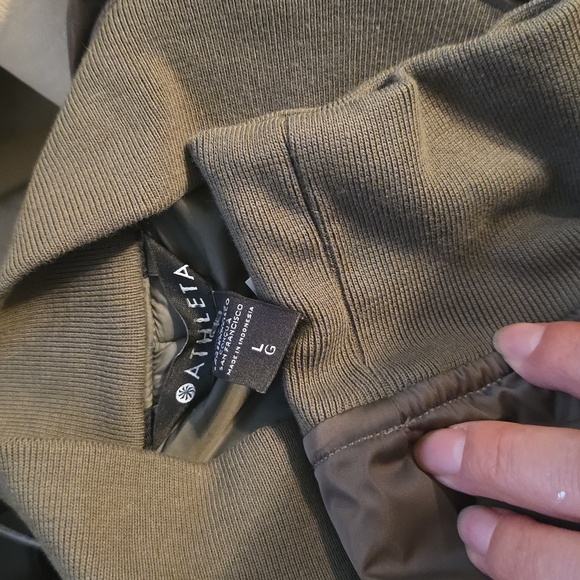 Athleta Sateen Forest Green Bomber Jacket Size L - Picture 4 of 6